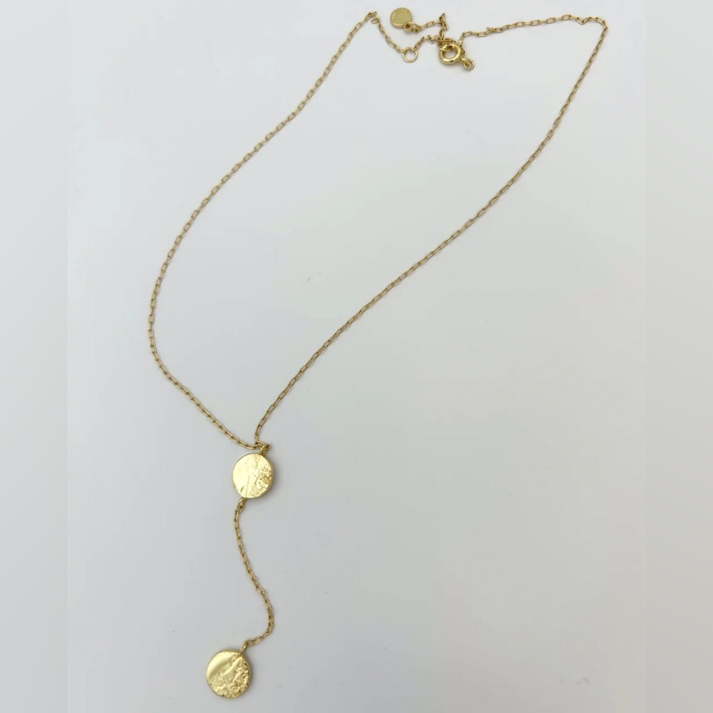 GORJANA-GOLD NECKLACE WITH TWO CIRCULAR PENDANTS